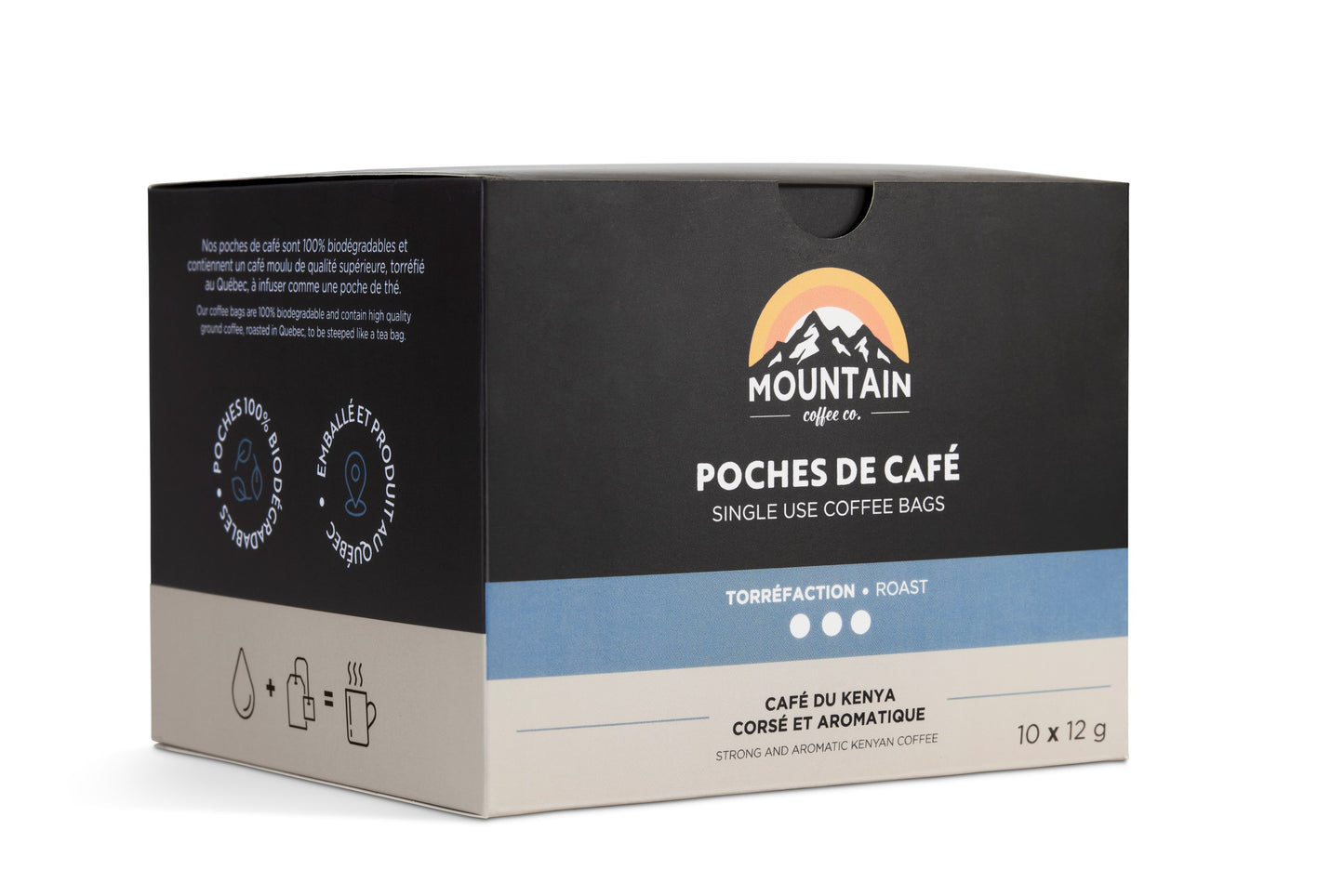 BOX OF 10 SINGLE SERVE COFFEE BAGS - DARK ROAST